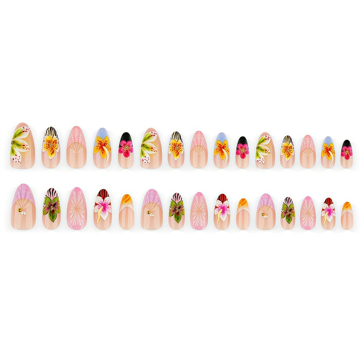 3D Floral Carved Press-On Nails – Z602